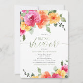 Colorful roze oranje peonies spring vrijgezellenfe kaart (Voorkant)