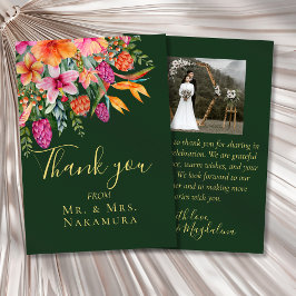 Colorful Roze Oranje Tropical Flowers Foto Bedankkaart