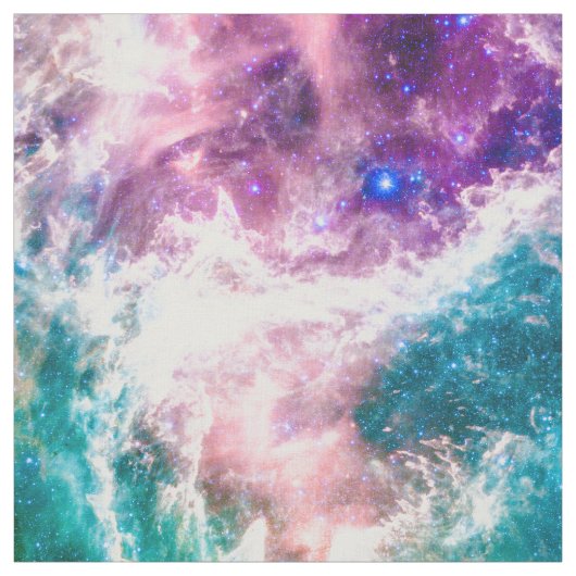 Colorful roze turquoise galaxy modern nebula stof (Swatch)