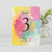 Colorful roze Waterverf | Tafelnummerkaarten Kaart (Staand voorkant)