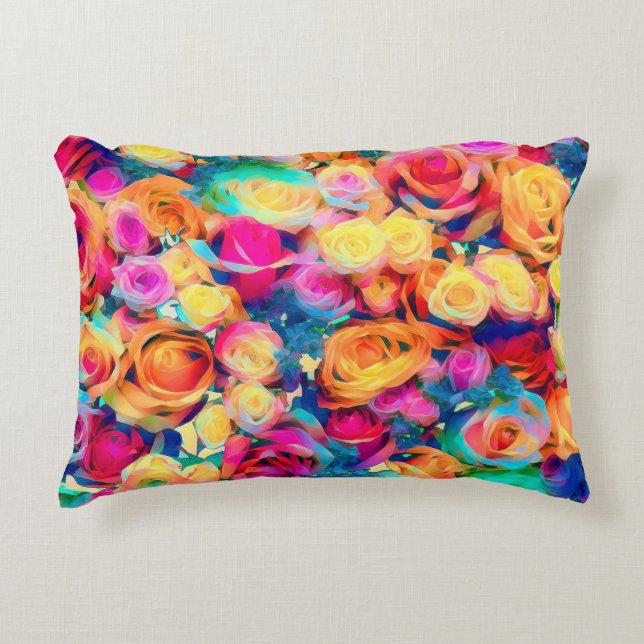Colorful Rozen Accent Pillow Diamond Flowers Kussen (Voorkant)