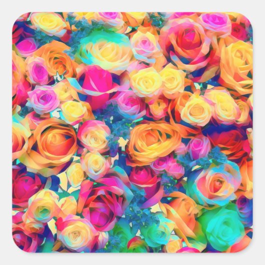 Colorful Rozen Bouquet Sticker Diamonds (Voorkant)