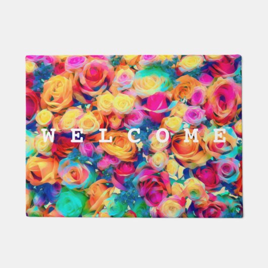 Colorful Rozen Bouquet - Welkom Deurmat (Voorkant)
