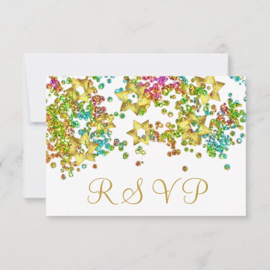 Colorful RSVP Gold Star Glittery Confetti (Voorkant)