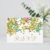 Colorful RSVP Gold Star Glittery Confetti (Staand voorkant)