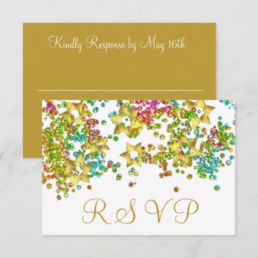 Colorful RSVP Gold Star Glittery Confetti (Voorkant / Achterkant)
