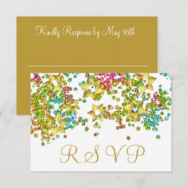 Colorful RSVP Gold Star Glittery Confetti
