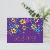 Colorful RSVP Gold Star Glittery Confetti (Staand voorkant)
