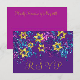 Colorful RSVP Gold Star Glittery Confetti Kaartje