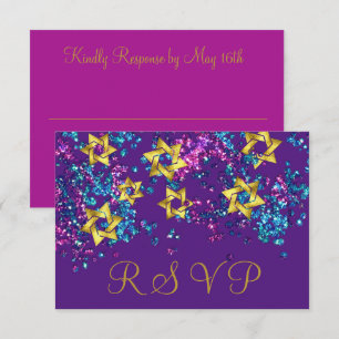 Colorful RSVP Gold Star Glittery Confetti Kaartje