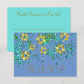 Colorful RSVP Gold Star Glittery Confetti Kaartje (Voorkant / Achterkant)