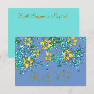 Colorful RSVP Gold Star Glittery Confetti Kaartje
