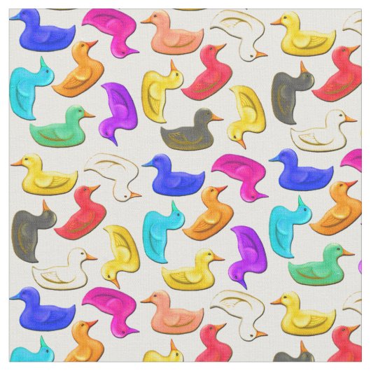 Colorful Rubber Ducks Fabric Stof (Close Up)