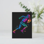 Colorful Running American Football Player Briefkaart (Staand voorkant)