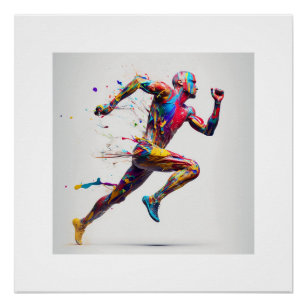 Colorful Running Art Perfect Poster