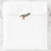 Colorful Running T Rex Psychedelic Dinosaur Art Ronde Sticker (Tas)