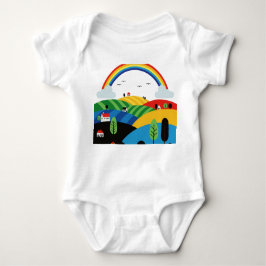 Colorful rural landscape romper