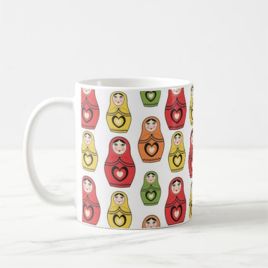 Colorful Russian Dolls Pattern Koffiemok (Links)