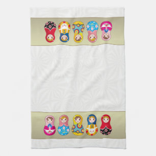 Colorful Russian Matrioshka (Matreshka) pop Towel Theedoek
