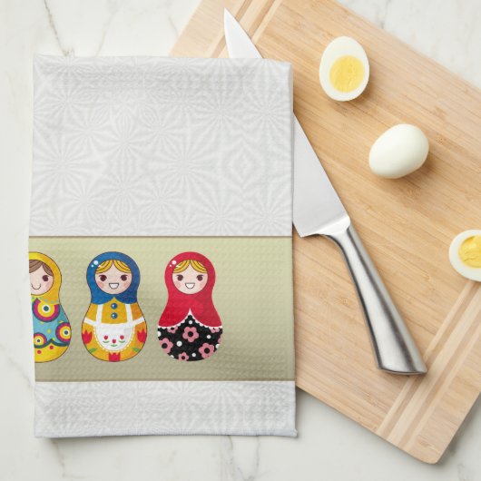 Colorful Russian Matrioshka (Matreshka) pop Towel Theedoek (Quarter Fold)