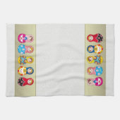 Colorful Russian Matrioshka (Matreshka) pop Towel Theedoek (Horizontaal)