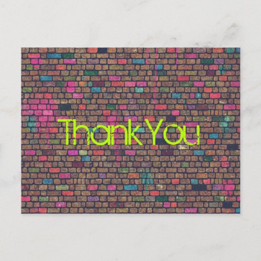 Colorful Rustic Brick Wall Texture Dank u Briefkaart (Voorkant)