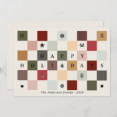 Colorful Rustic Cute Happy Holidays Checkerboard Feestdagenkaart (Voorkant / Achterkant)