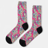 Colorful rustic floral pattern retro  sokken (Links)