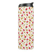 Colorful Rustic Folk Art Berry Pattern Monogram Thermosbeker (Gedraaid links)