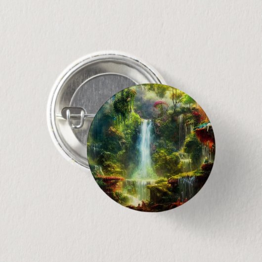 Colorful Rustic Natuur Waterval Button (Voorkant /achterkant)