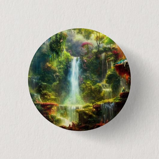 Colorful Rustic Natuur Waterval Button (Voorkant)