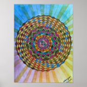 Colorful Sacred Geometry Mandala - Waterverf Poster (Voorkant)