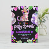 Colorful Safari Cheetah Birthday Invitation Kaart (Staand voorkant)
