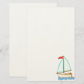 Colorful Sailboat 1 Stationery Briefpapier (Voorkant / Achterkant)