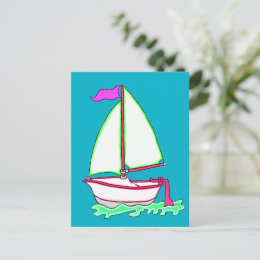 Colorful Sailboat 2 Briefkaart (Staand voorkant)