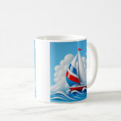 Colorful Sailboat Adventure Koffiemok (Voorkant rechts)