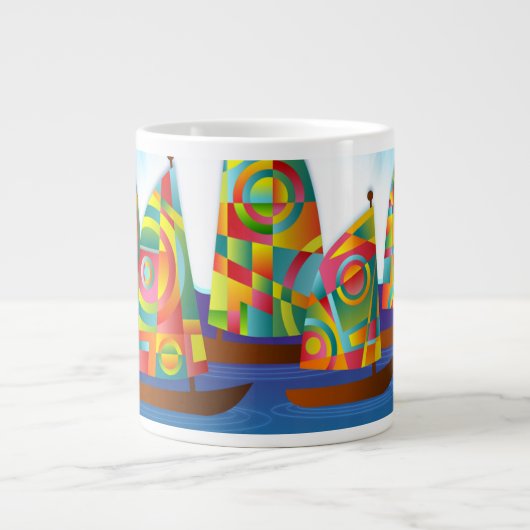 Colorful Sailboat Coffee Mok (Voorkant)