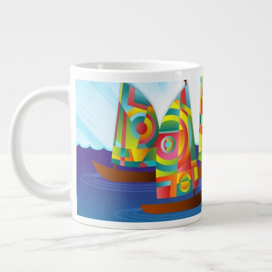 Colorful Sailboat Coffee Mok (Links)