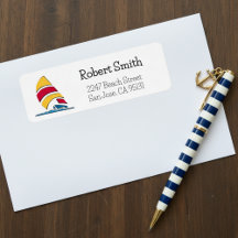 Colorful Sailboat Return Address Labels