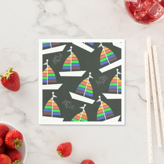 Colorful Sailboat Zee Pattern Servet (Insitu)