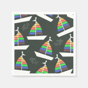Colorful Sailboat Zee Pattern Servet