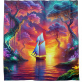 Colorful Sailboot Douchegordijn (Voorkant)
