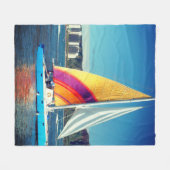 Colorful Sailboot Fleece Deken (Voorkant (Horizontaal))