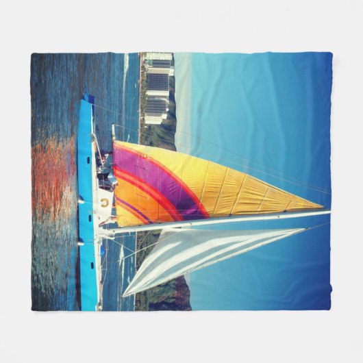 Colorful Sailboot Fleece Deken (Voorkant (Horizontaal))