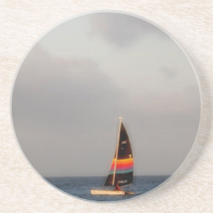 Colorful Sailboot Zandsteen Onderzetter