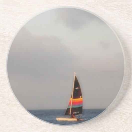 Colorful Sailboot Zandsteen Onderzetter (Voorkant)