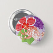 Colorful Sakura en Dahlia Kimono : Ronde Button 5,7 Cm (Voorkant /achterkant)