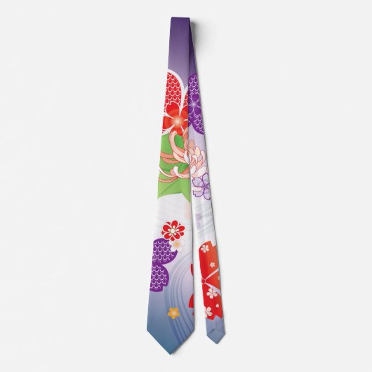 Colorful Sakura en Dahlia Kimono : Stropdas (Voorkant)