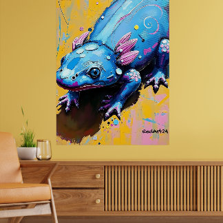 Colorful Salamander Wall Art – Endangered Amphibia Poster