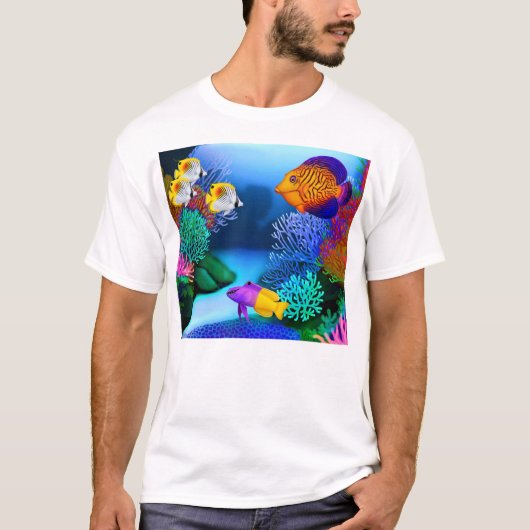 Colorful Saltwater Reef Aquarium Fish T-Shirt (Voorkant)